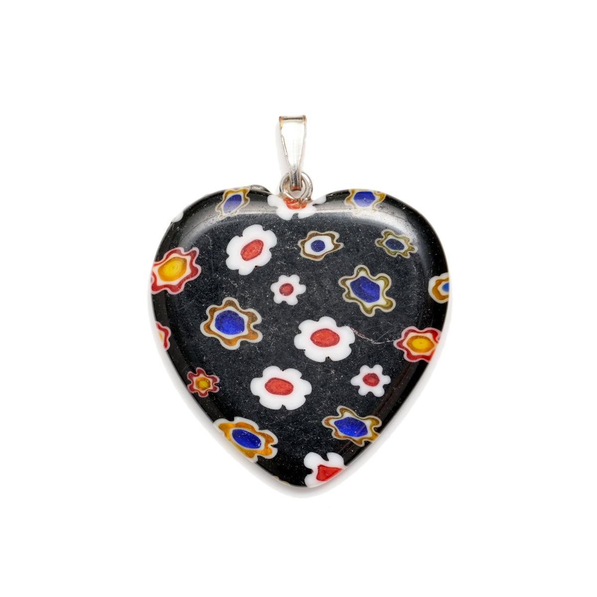 Heart shaped pendant with yellow flower inclusion - Folksy