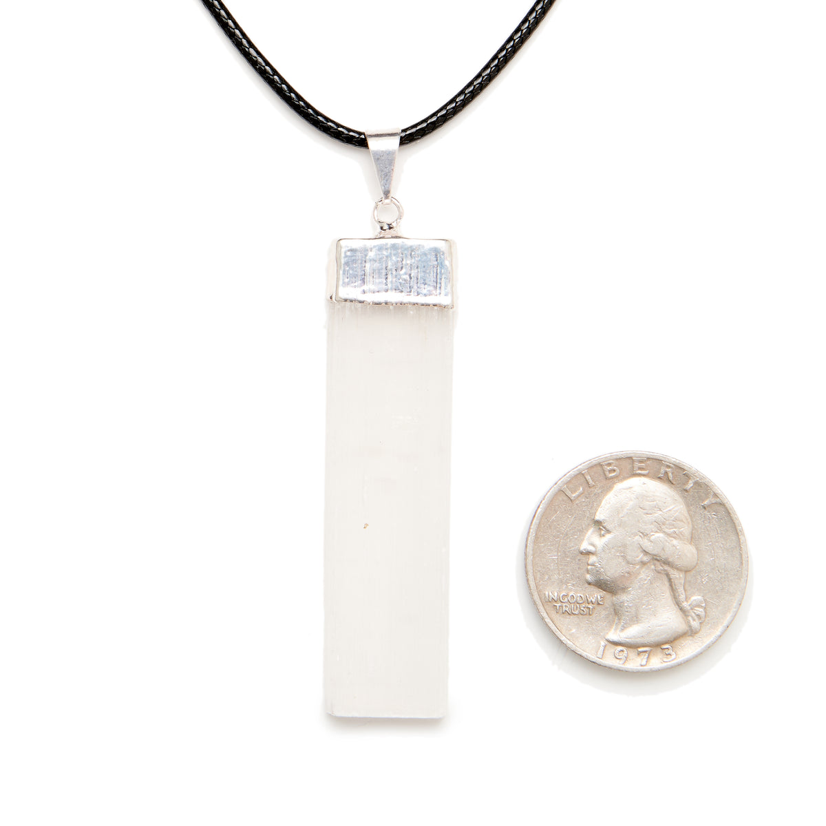 Selenite Black Cord Necklace